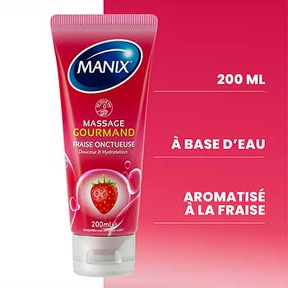 manix – gel de massage gourmand fraise comestible (douceur et hydratation) – 200ml manix – gel de massage gourmand fraise comestible (douceur et hydratation) – 200ml