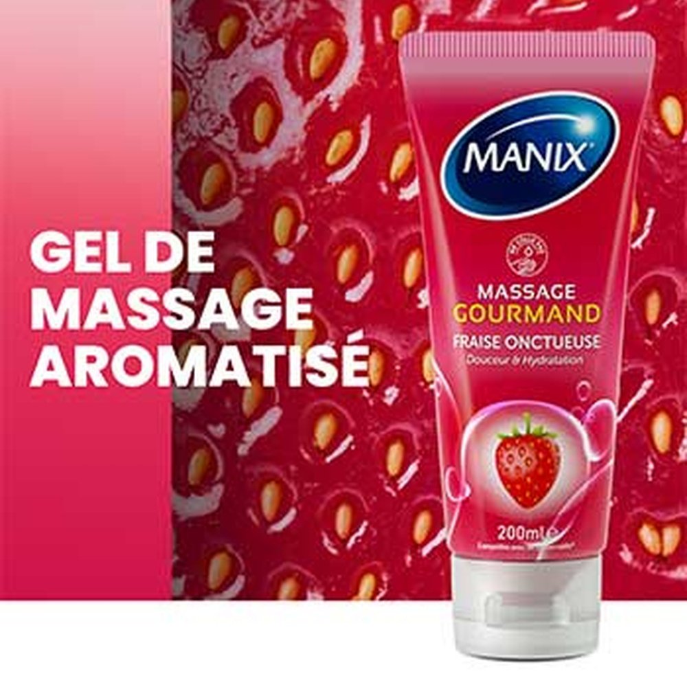 manix – gel de massage gourmand fraise comestible (douceur et hydratation) – 200ml manix – gel de massage gourmand fraise comestible (douceur et hydratation) – 200ml