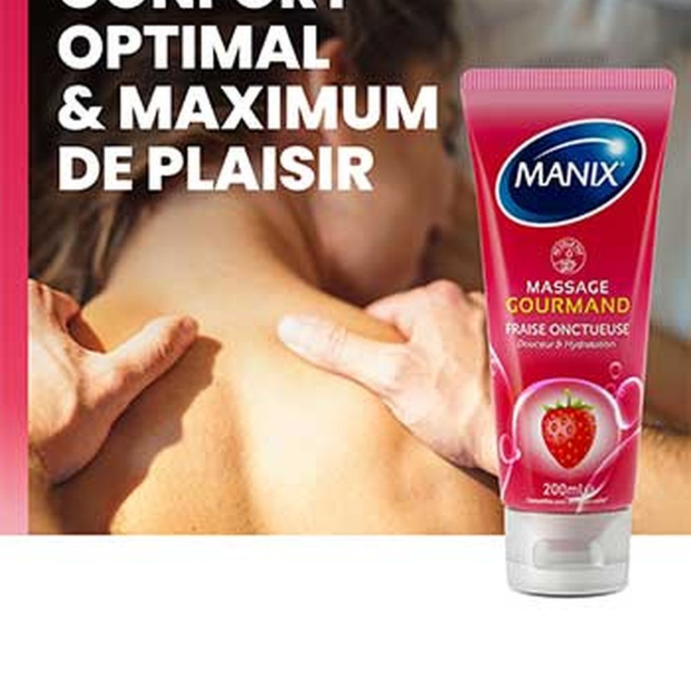 manix – gel de massage gourmand fraise comestible (douceur et hydratation) – 200ml manix – gel de massage gourmand fraise comestible (douceur et hydratation) – 200ml