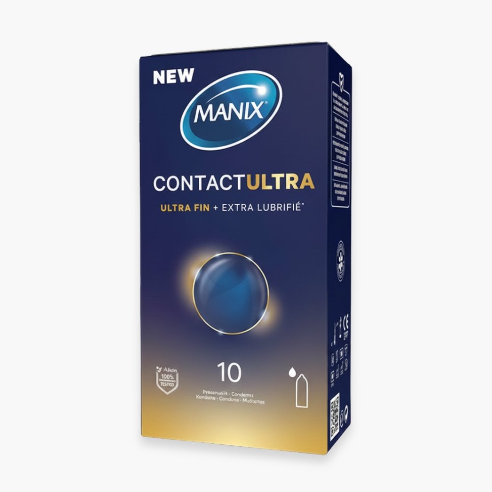 manix – preservatif contact ultra (ultra fin et extra lubrifie) – 10u