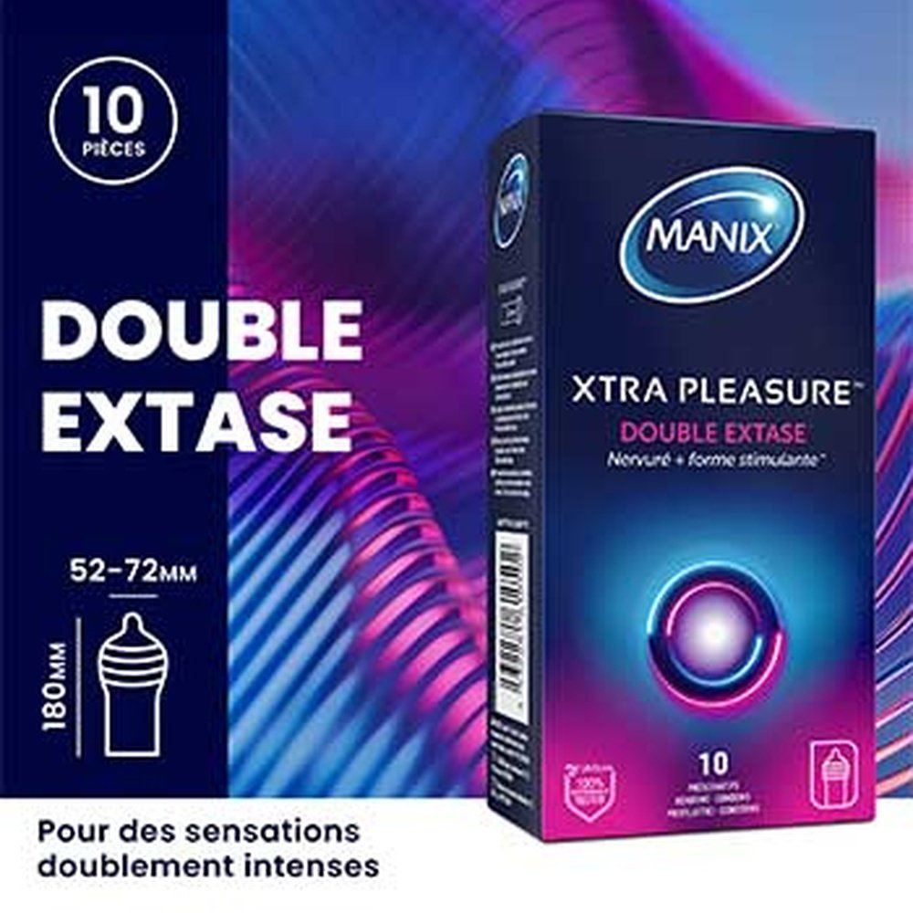 manix – preservatif xtra pleasure double extase (nervure et forme stimulante) – 2u manix – preservatif xtra pleasure double extase (nervure et forme stimulante) – 2u