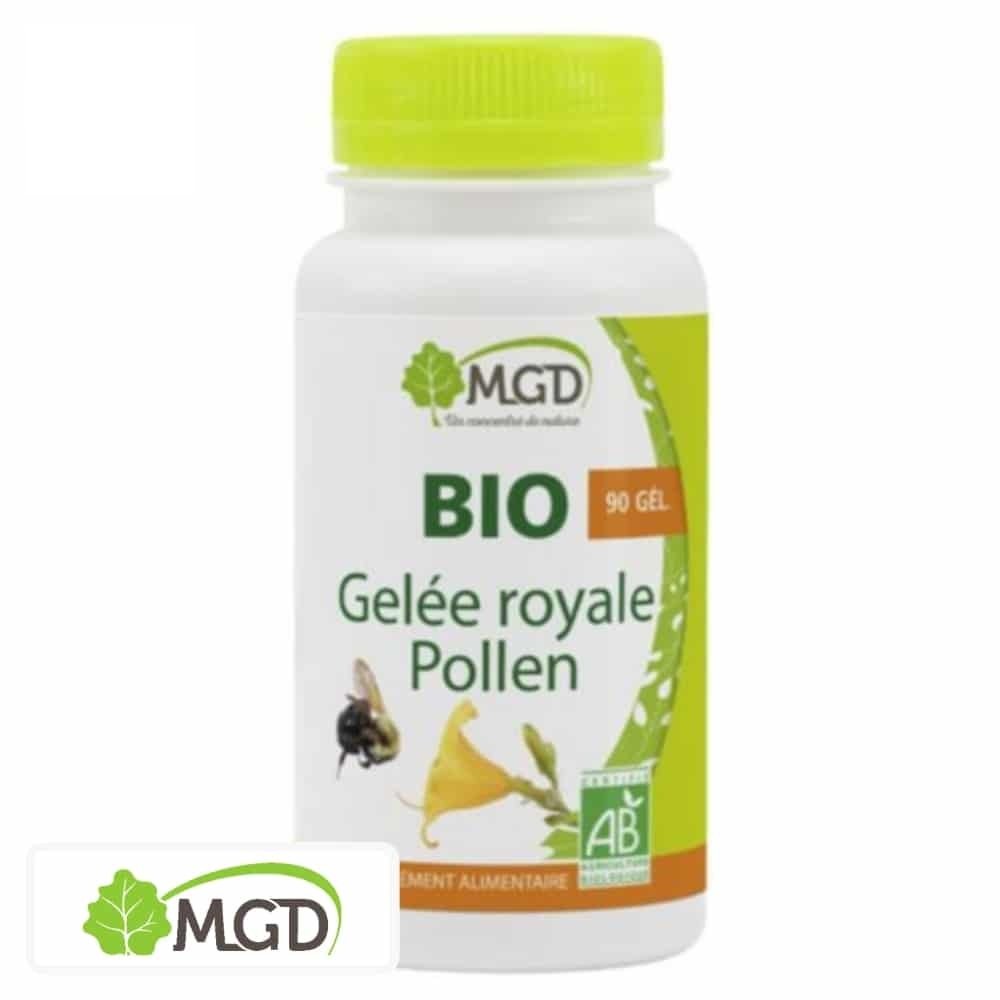 mgd nature – gelee royale et pollen bio – 90 gelules