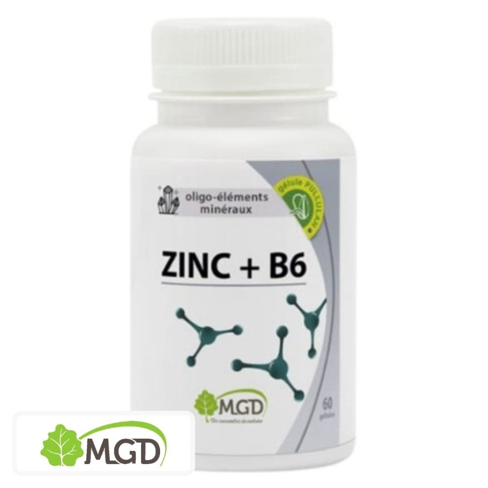 mgd nature – oligo elements mineraux zinc et b6 – 60 gelules