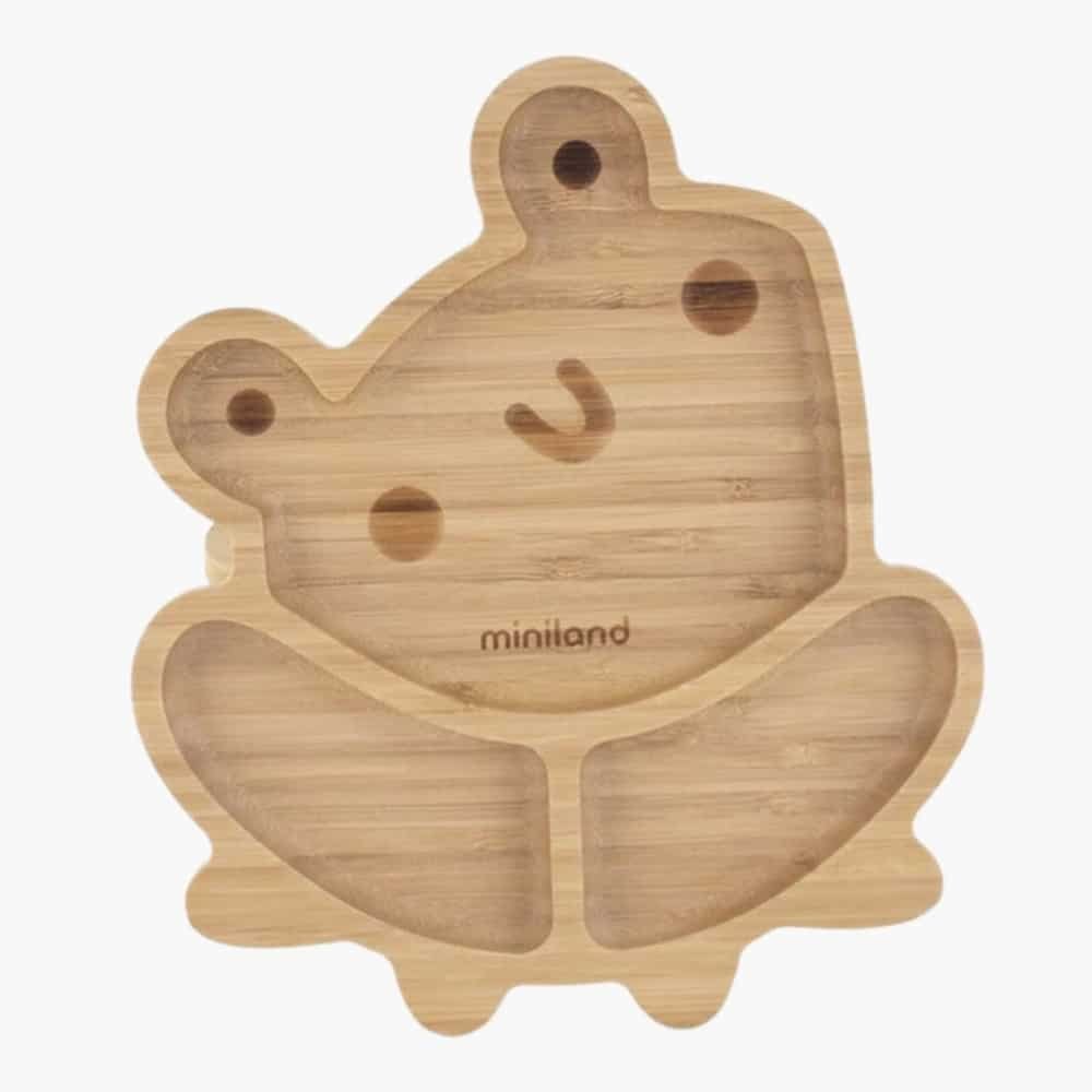 miniland – assiette en bois grenouille – 1u