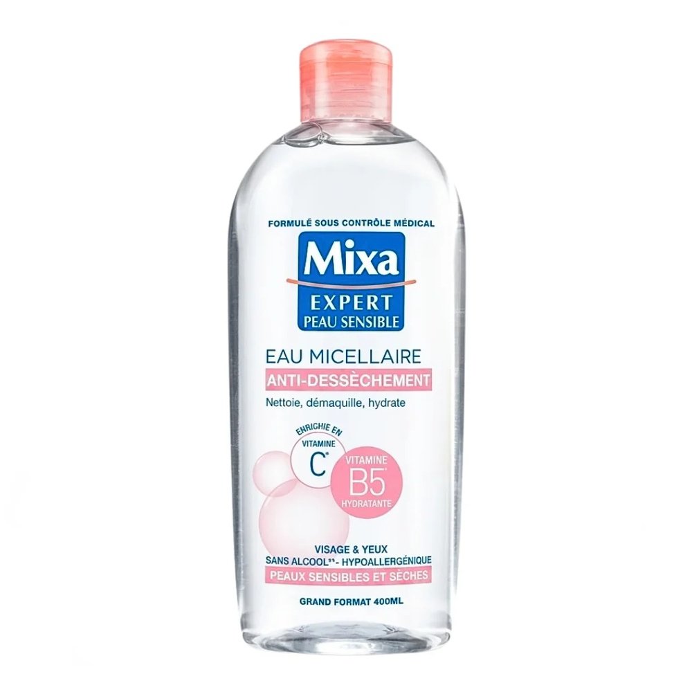 mixa – eau micellaire physiologique peaux sensible et seche – 400ml