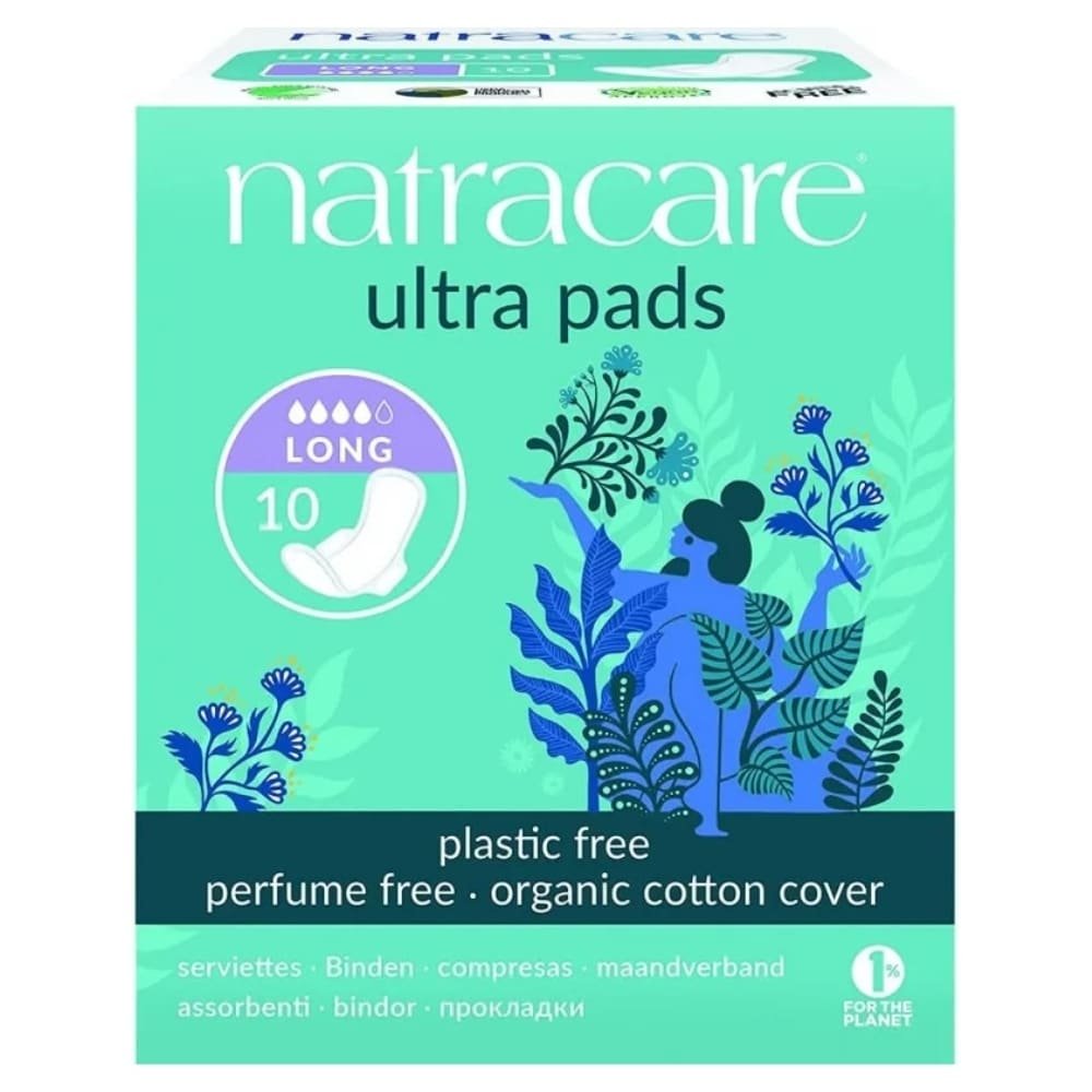 natracare – serviettes ultra – long avec ailettes – bio – 10u