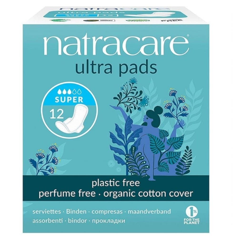 natracare – serviettes ultra – super avec ailettes – bio – 12u