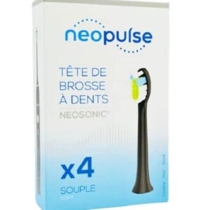 neopulse – neosonic tetes de brosse a dent souple noir – 4u
