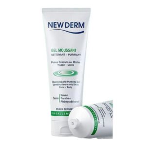 new derm – gel moussant nettoyant purifiant – 250ml