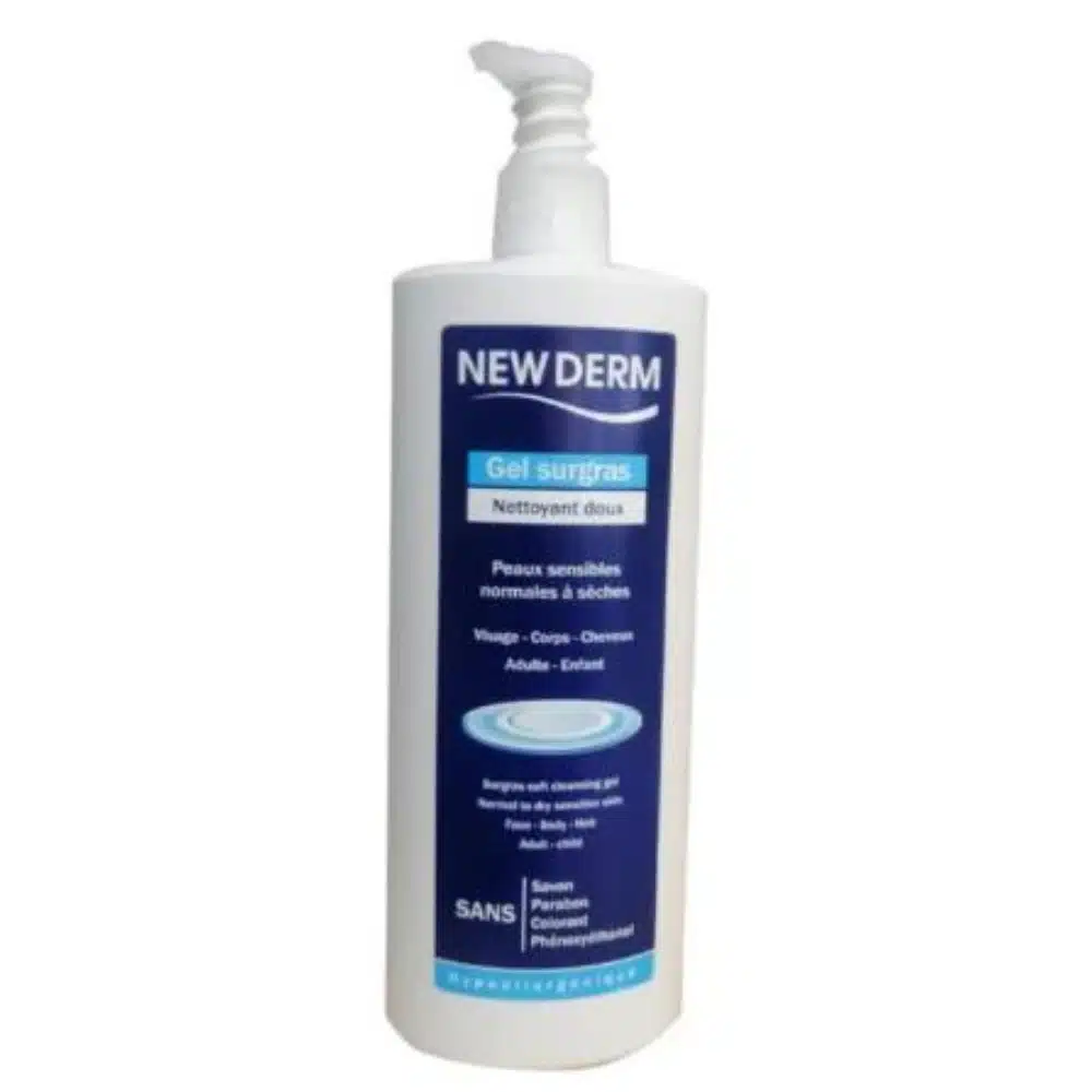 new derm – gel surgras nettoyant doux – 500ml