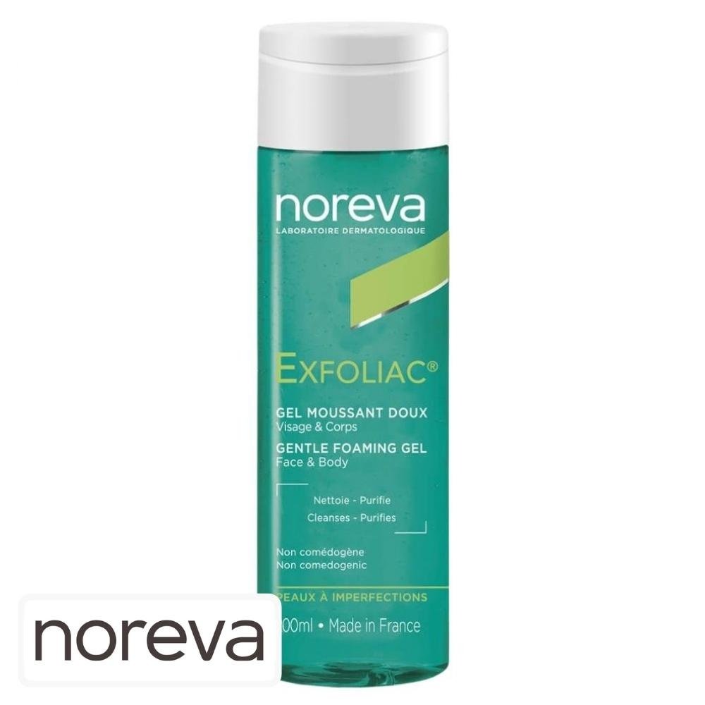 noreva – exfoliac gel moussant doux – 200ml