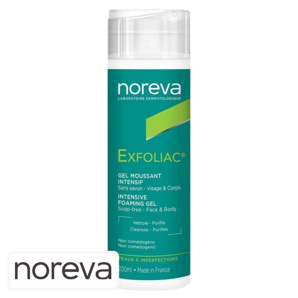noreva – exfoliac gel moussant intensif – 200ml