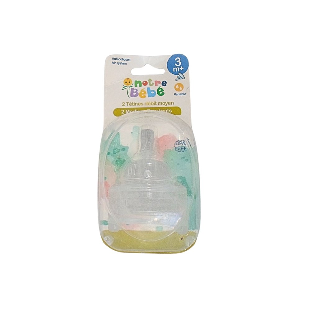 notre bebe – 2 tetines debit +3m variable