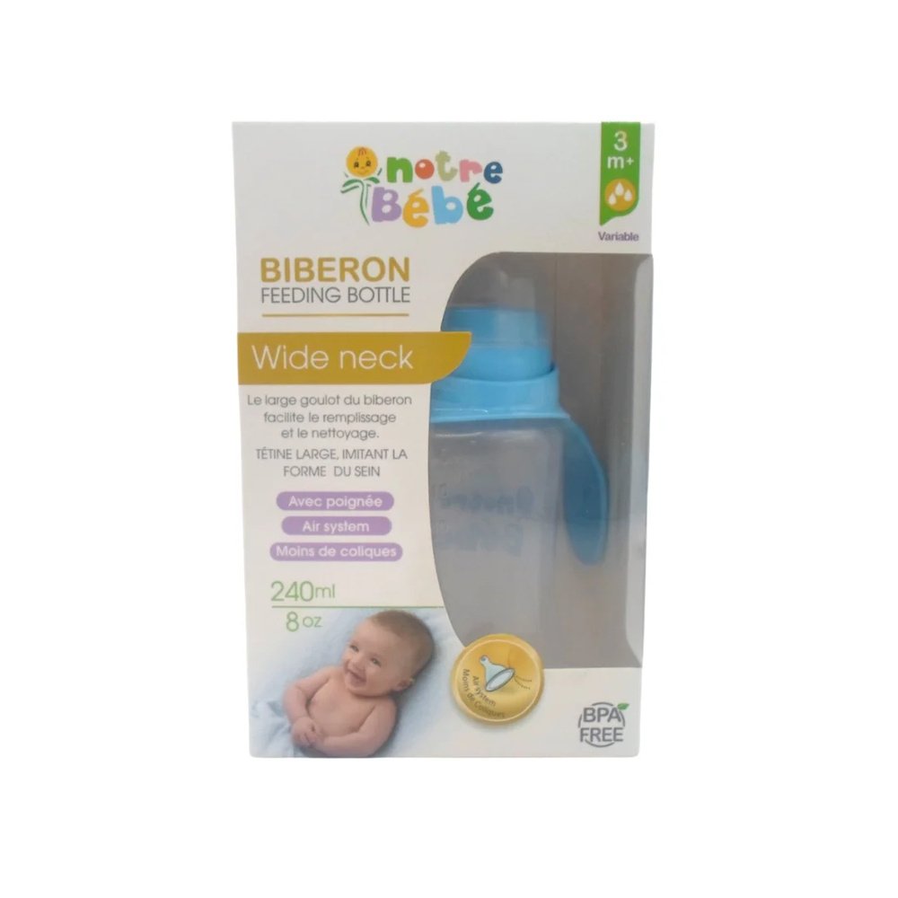 notre bebe – bib opaque avec poignet +3m – 240ml