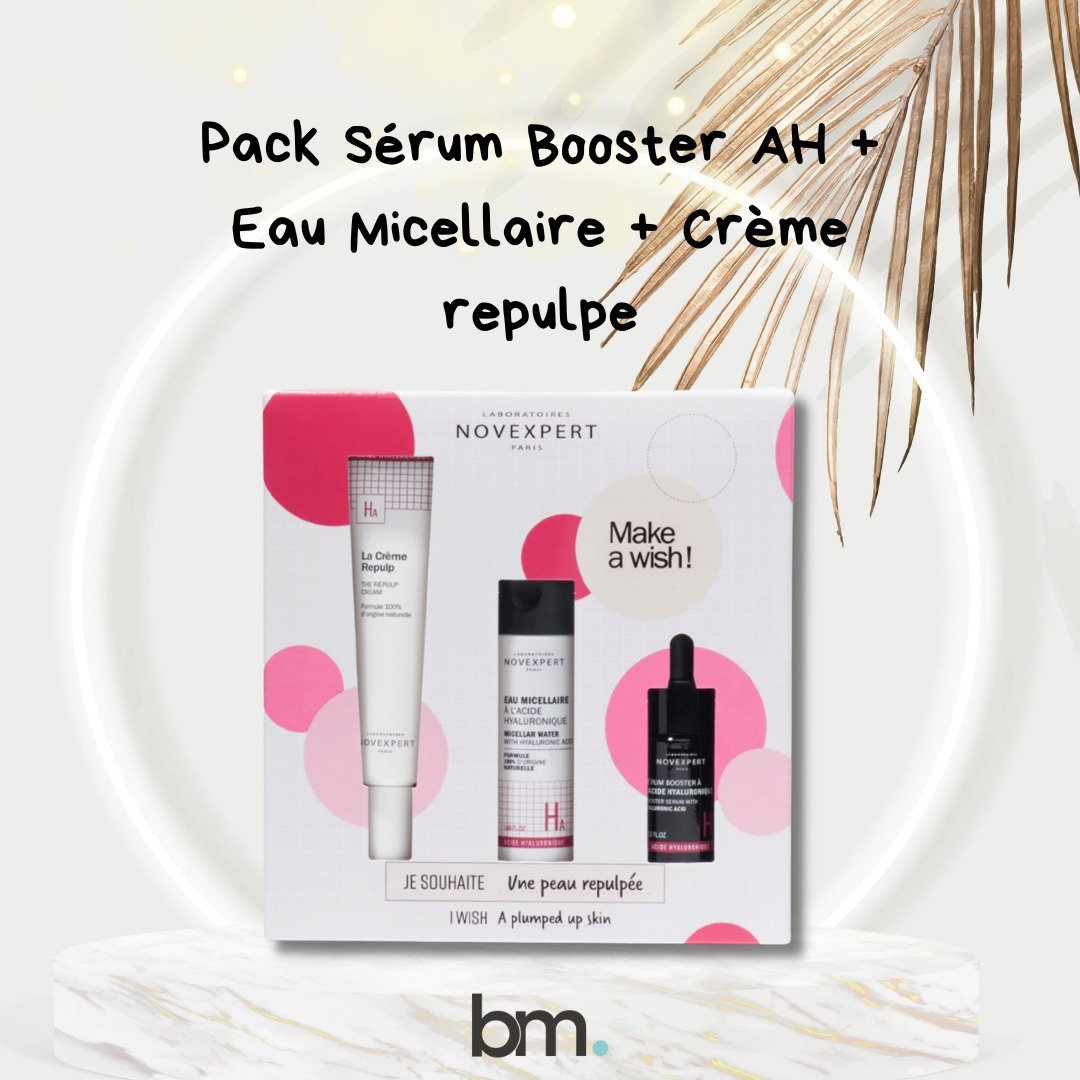 🎁 pack 🎁 – novexpert – trio pack sérum booster ah + eau micellaire + crème repulpe