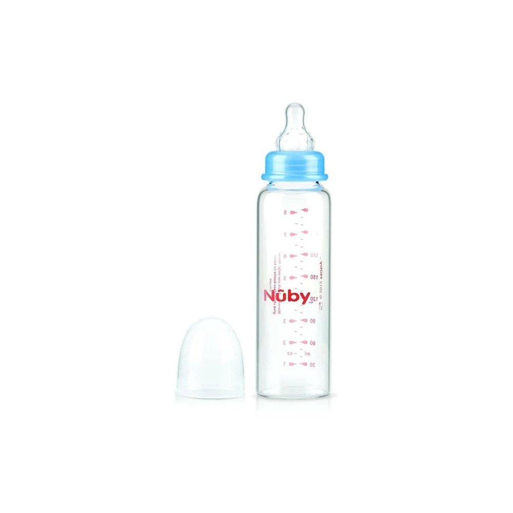 nuby – biberon en verre standard 240ml+3m id1179