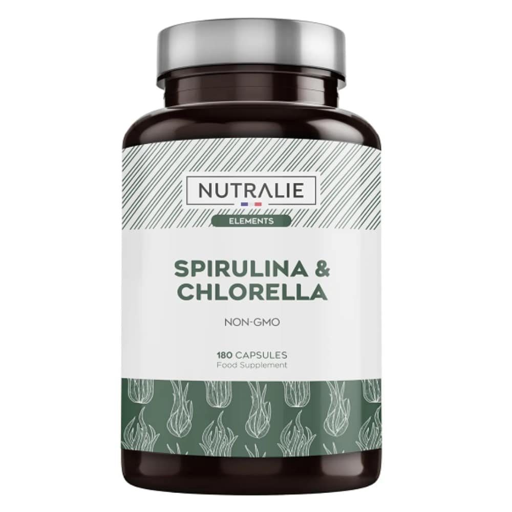 nutralie – spiruline et chlorella non ogm – 180 gelules