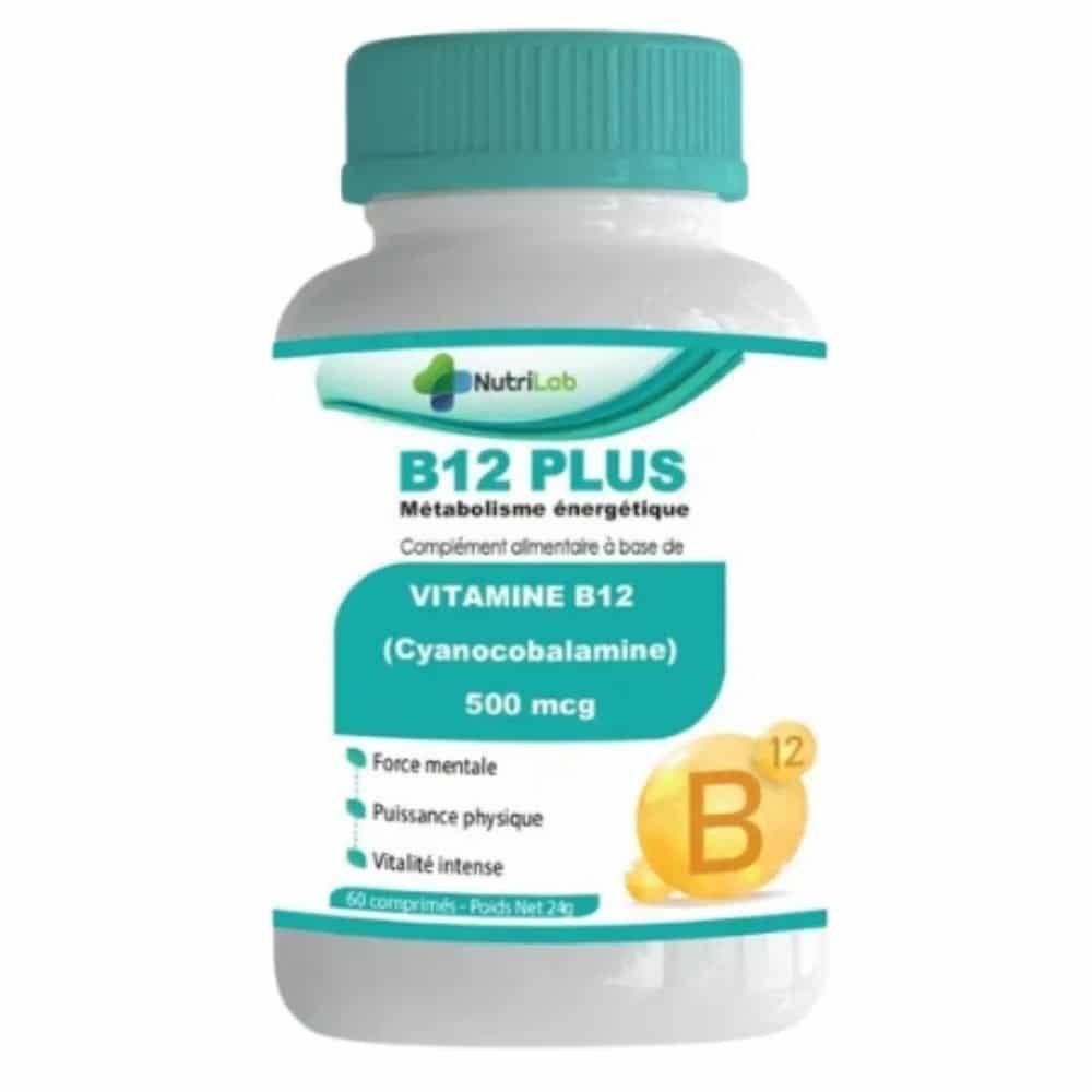 nutrilab – b12 plus cyanocobalamine 500mcg – 60 comprimes