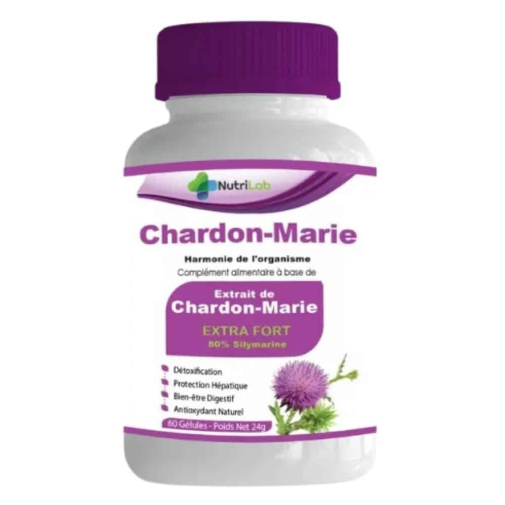 nutrilab – extrait chardon marie extra fort 50% silymarine harmonie de l’organisme – 60 gelules
