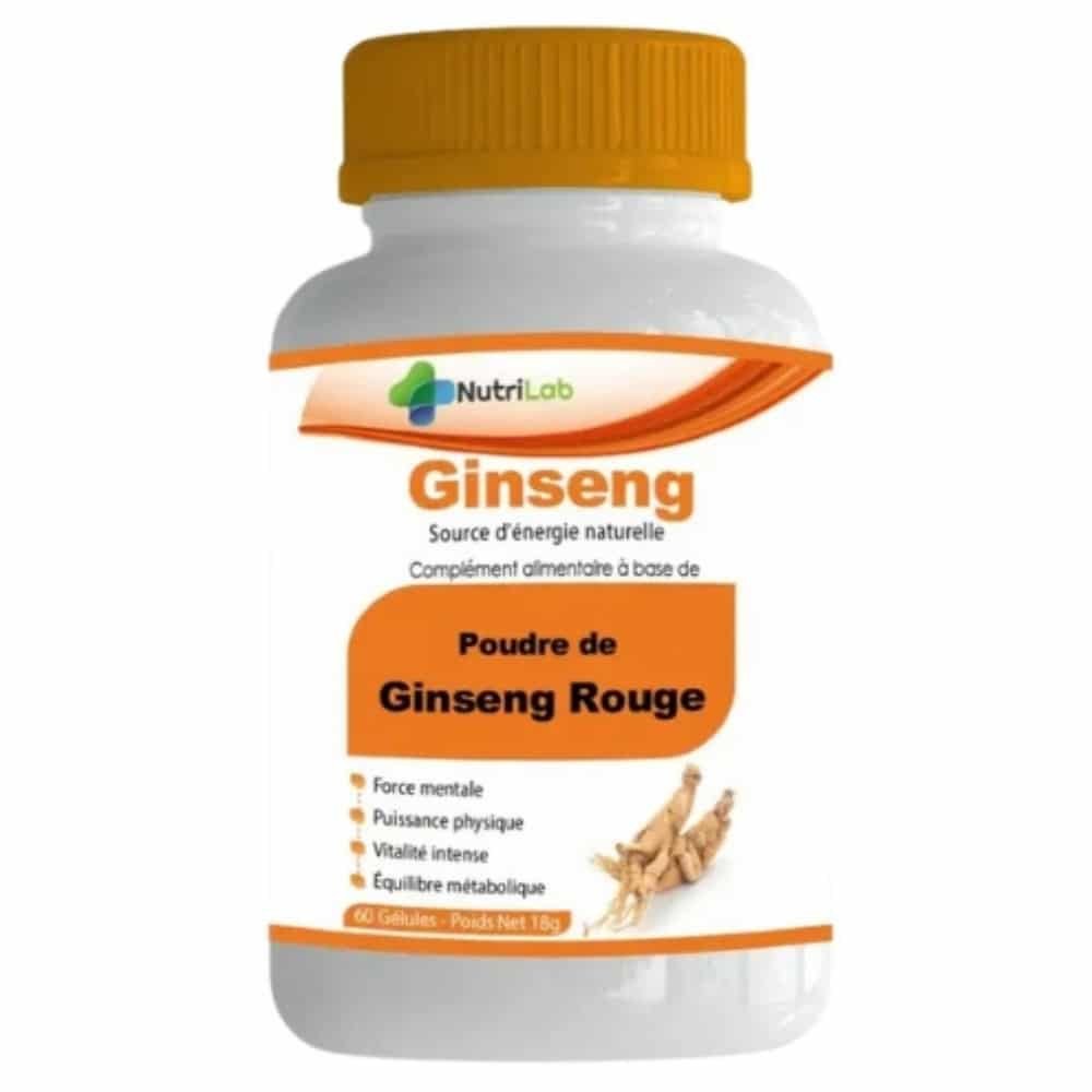 nutrilab – poudre de ginseng rouge source d’energie naturelle – 60 gelules
