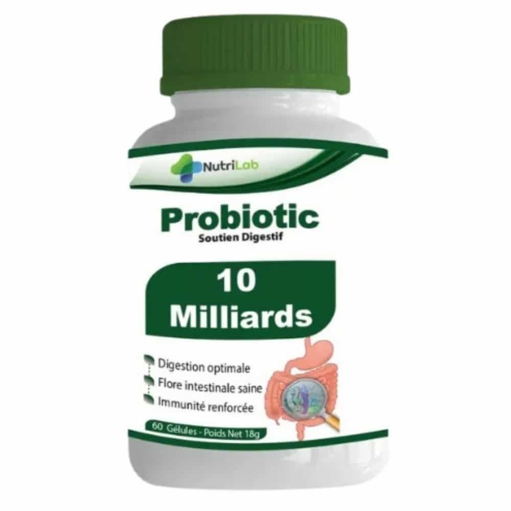 nutrilab – probiotic soutien digestif 10 milliards – 60 gelules