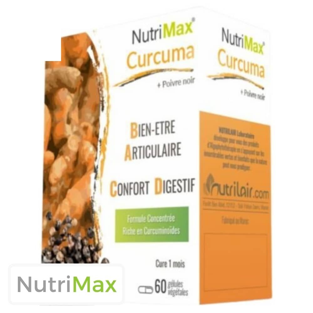 nutrilair – nutrimax curcuma et poivre noir – 60 gelules