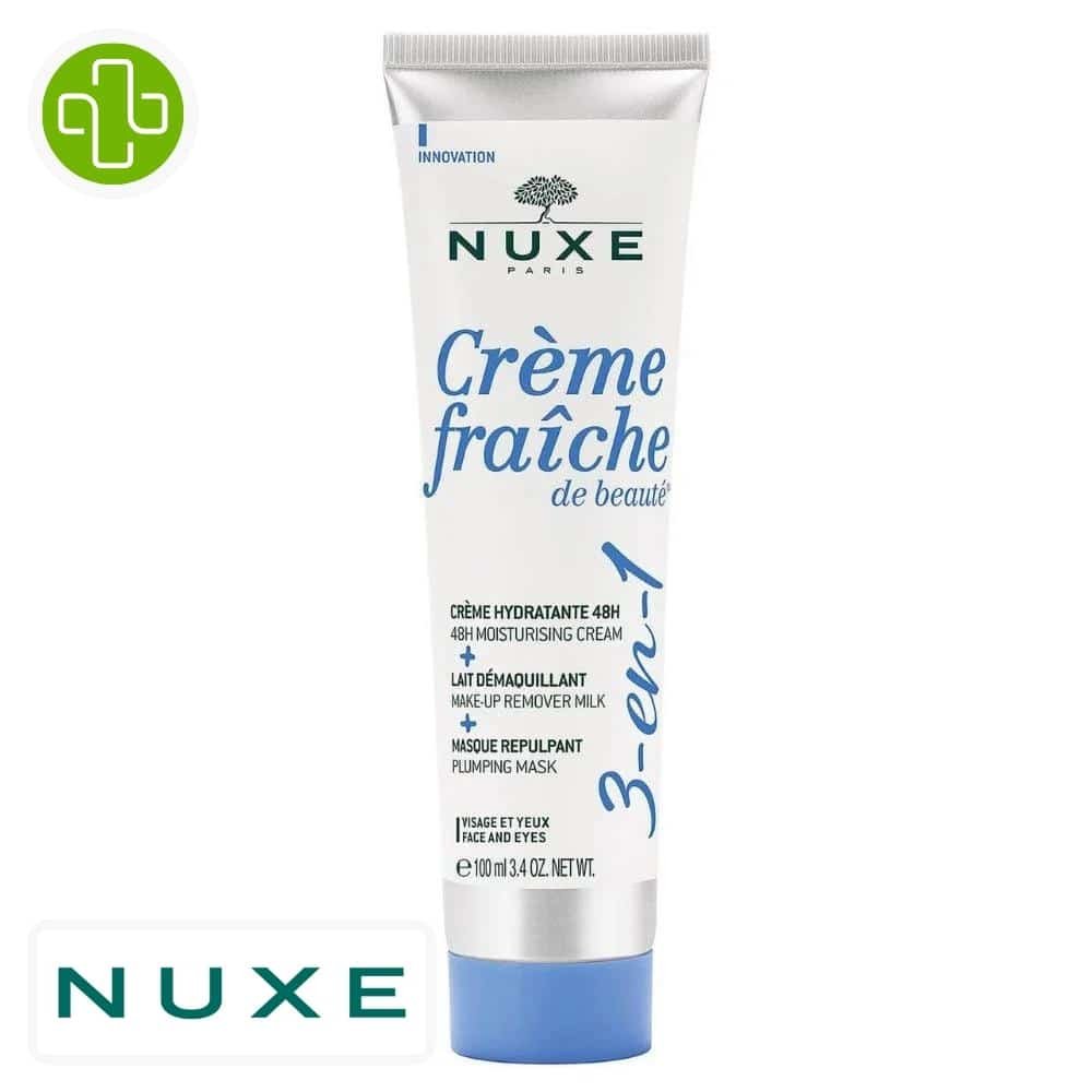 nuxe – creme fraiche de beaute 3en1 creme hydratante, lait demaquillant et masque repulpant – 100ml
