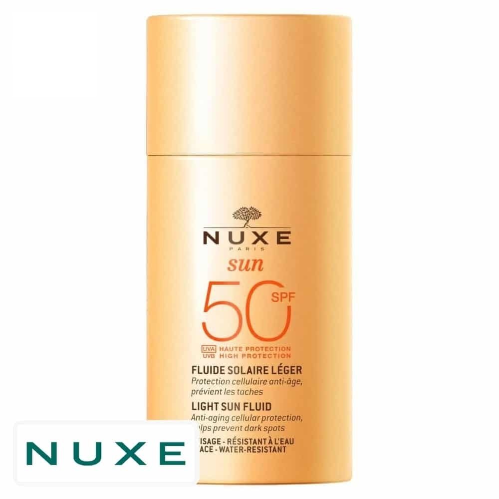 nuxe – sun fluide solaire leger spf50 anti age et previent les taches – 50ml