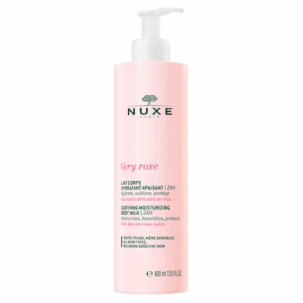 nuxe – very rose lait corps hydratant apaisant 24h – 400ml
