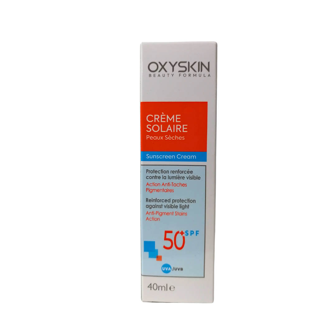 oxyskin – ecran solaire peaux seches spf50+ 40ml