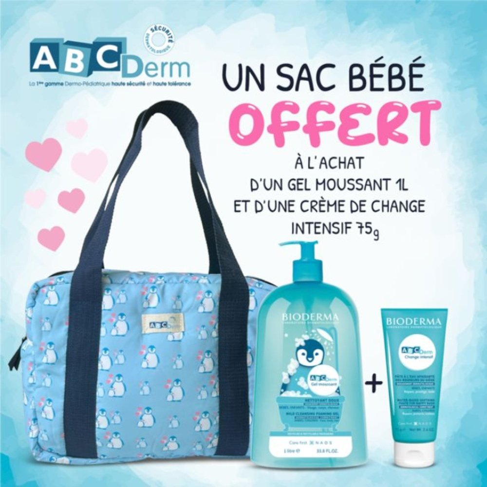 🎁 pack 🎁 – bioderma – abcderm gel moussante 1l+creme de change intensif 75g sac