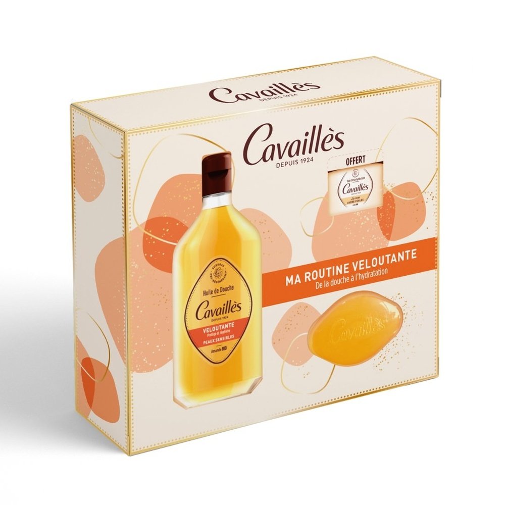 🎁 pack 🎁 – cavailles – coffret veloutant huile douche 250ml+savon+creme prelee ech