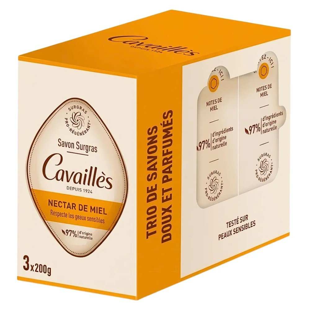 🎁 pack 🎁 – cavailles – trio savon surgras nectar de miel 3x200ml pack