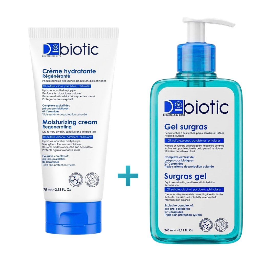 🎁 pack 🎁 – d biotic – creme hydratante 75ml+gel surgras 240ml coffret