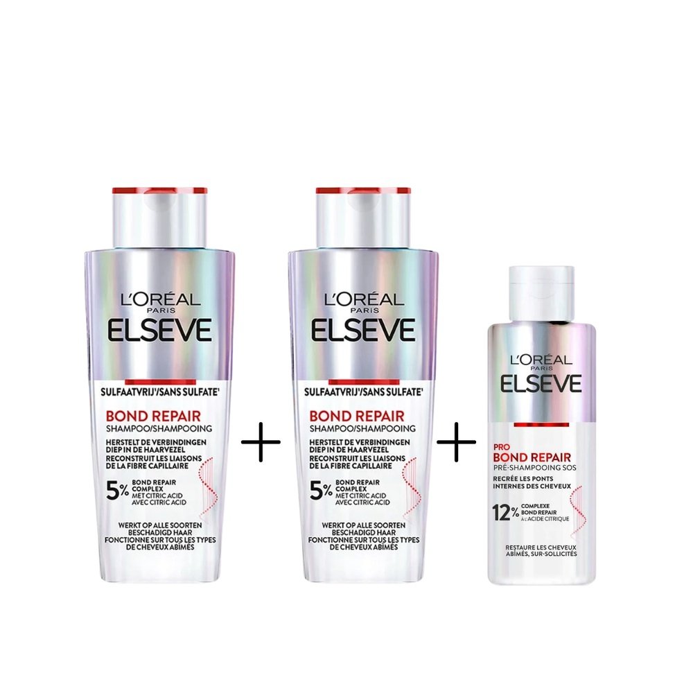 🎁 pack 🎁 – elseve – routine bond repair shamp 2*200ml+preshamp – 200ml