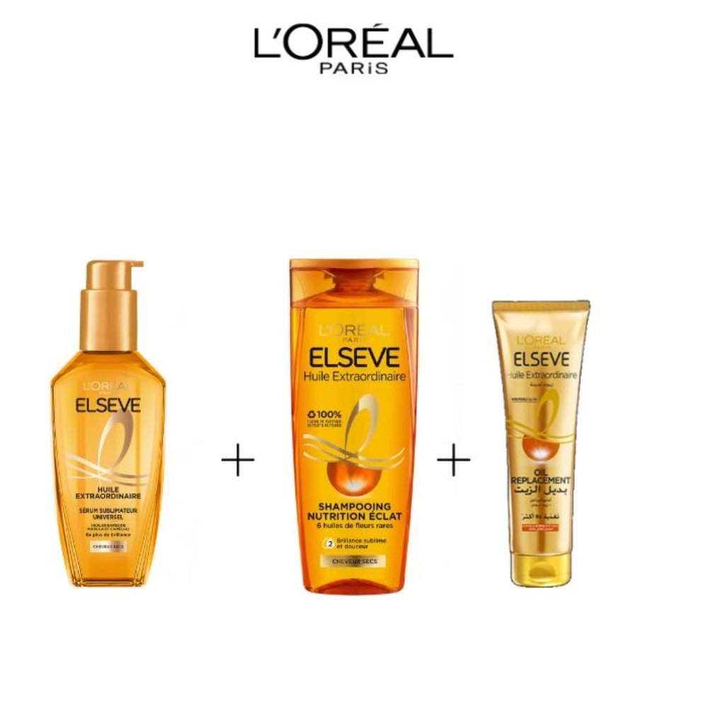 🎁 pack 🎁 – elseve – routine ex oil huile 100ml+shamp 200ml+or – 125ml