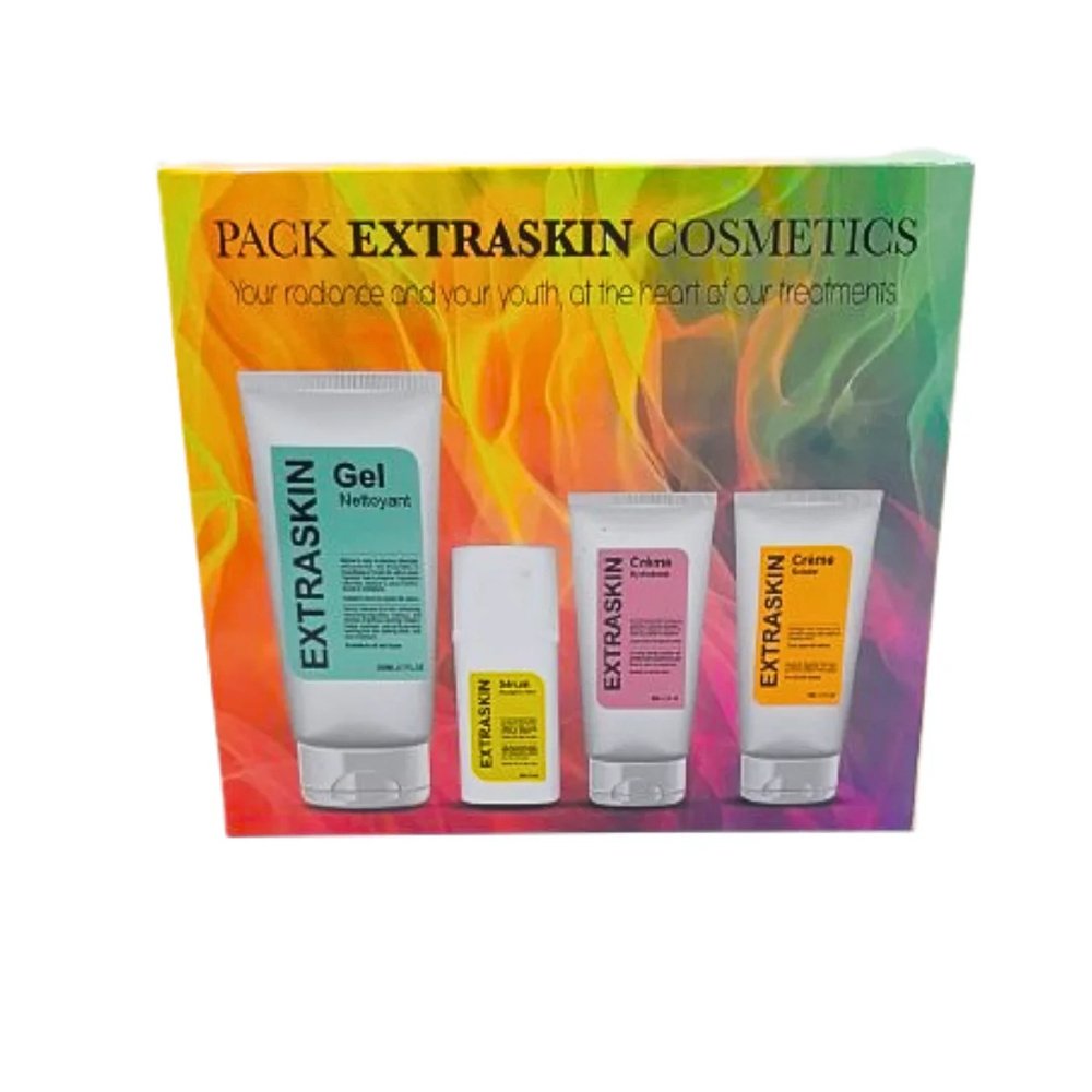 🎁 pack 🎁 – extraskin – pack »gel nett 200ml+serum 30ml+cr hyd 50ml+cr solaire 50ml »