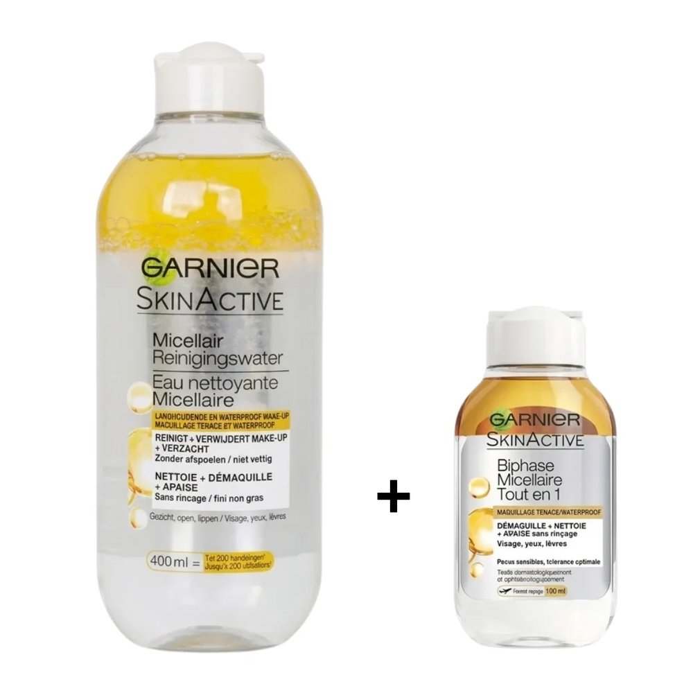 🎁 pack 🎁 – garnier – micellaire peaux sensible 400ml+micellaire biphase 100ml duo pack