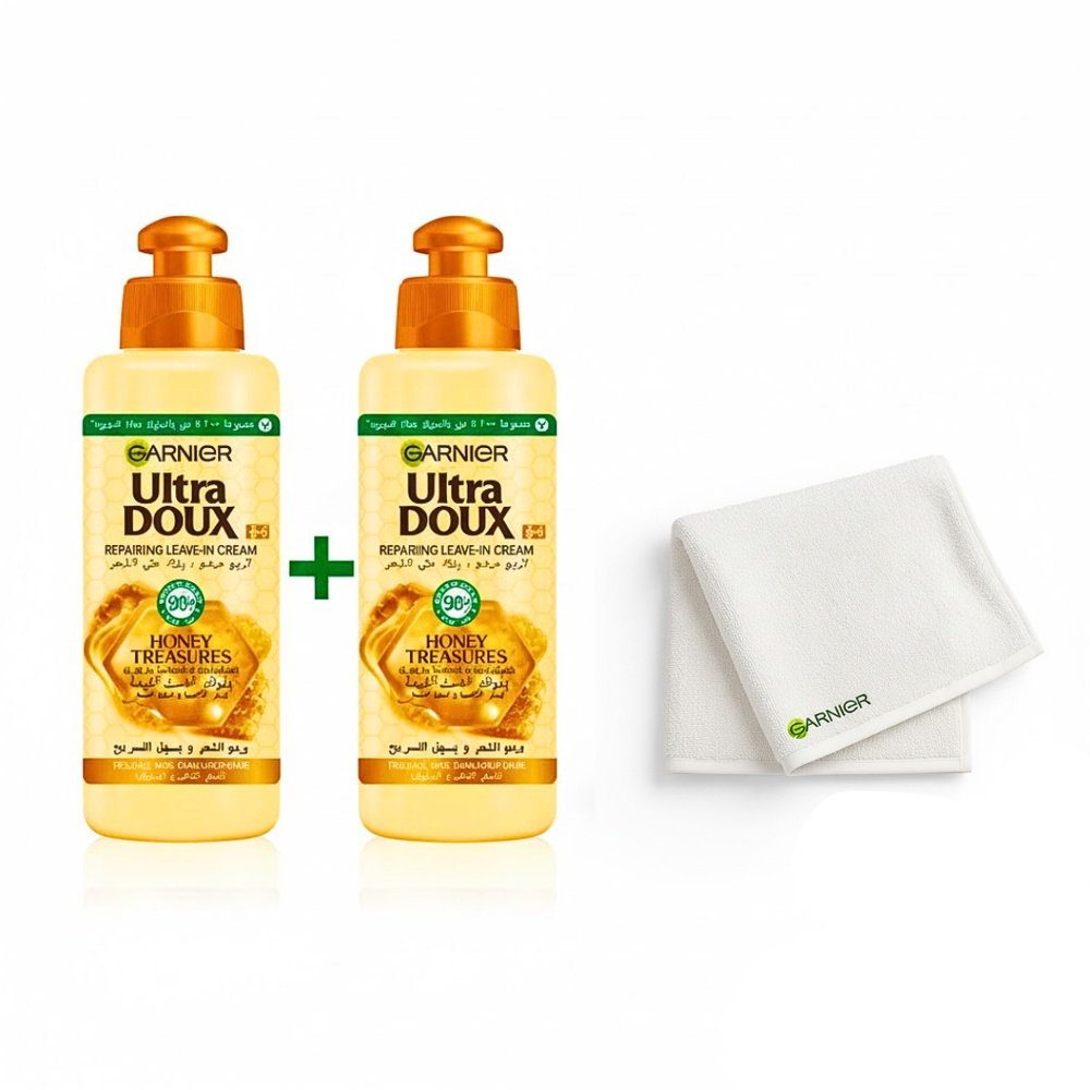 🎁 pack 🎁 – garnier – ultra doux serum hair honey 2*115ml + serviette pack