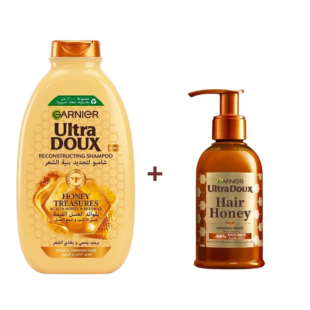 🎁 pack 🎁 – garnier – ultra doux shampoing reconstructing 200ml+serum hair honey – 115ml
