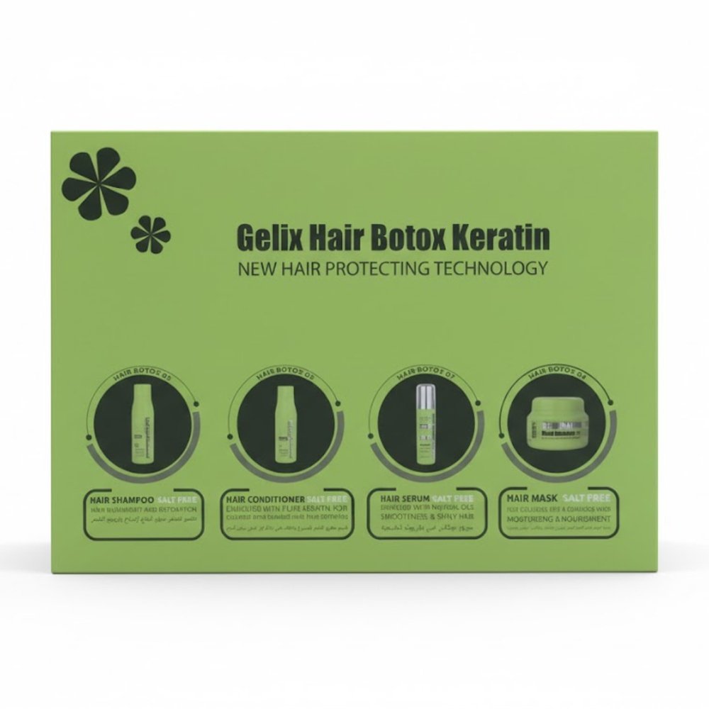 🎁 pack 🎁 – gelix – hair botox keratin shampo+mask+serum+conditioner