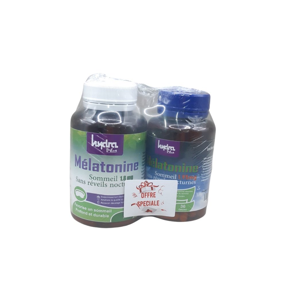 🎁 pack 🎁 – hydra plus – melatonine 1.8mg 60gelules+melatonine 1.95mg 36gelules pack