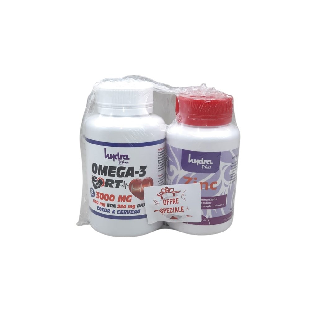 🎁 pack 🎁 – hydra plus – omega 3 fort 60cps+zinc 36cps pack