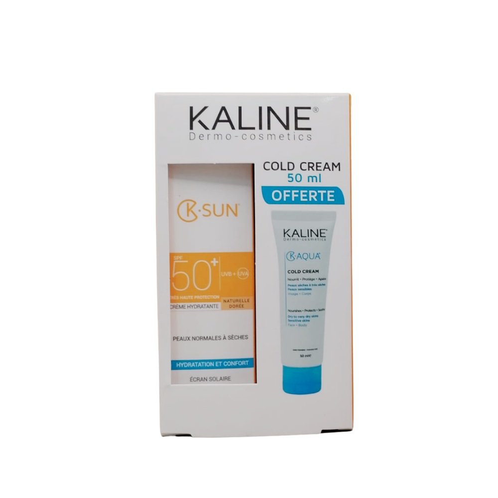 🎁 pack 🎁 – kaline – k.sun ecran fluide teinte dore pns 50ml+k.aqua cold creme pack