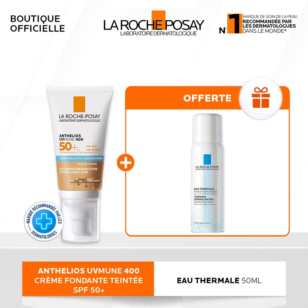 🎁 pack 🎁 – la rocheposay – anthelios cr fondante teinte uvmune 400 50ml+eau thermale 50ml pack