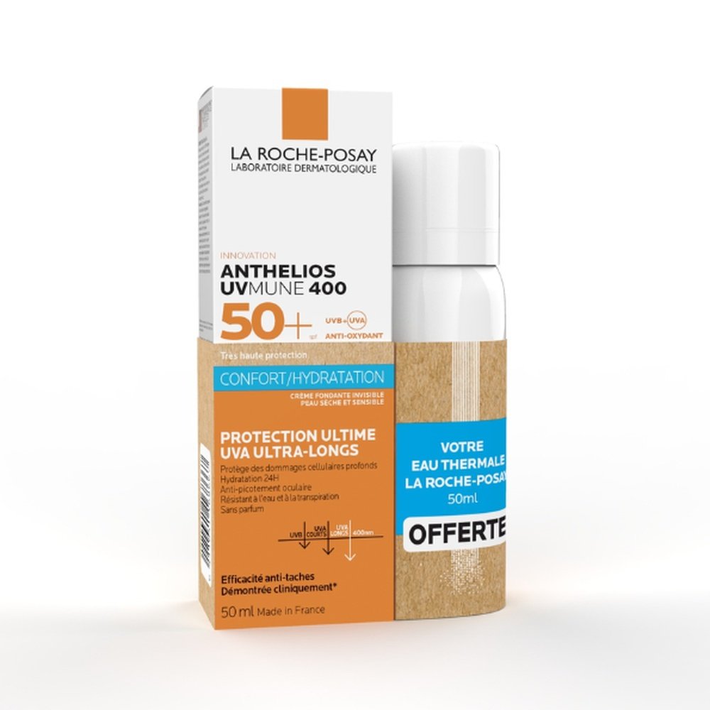 🎁 pack 🎁 – la rocheposay – anthelios cr fondante uvmune 400 50ml+eau thermale 50ml new pack