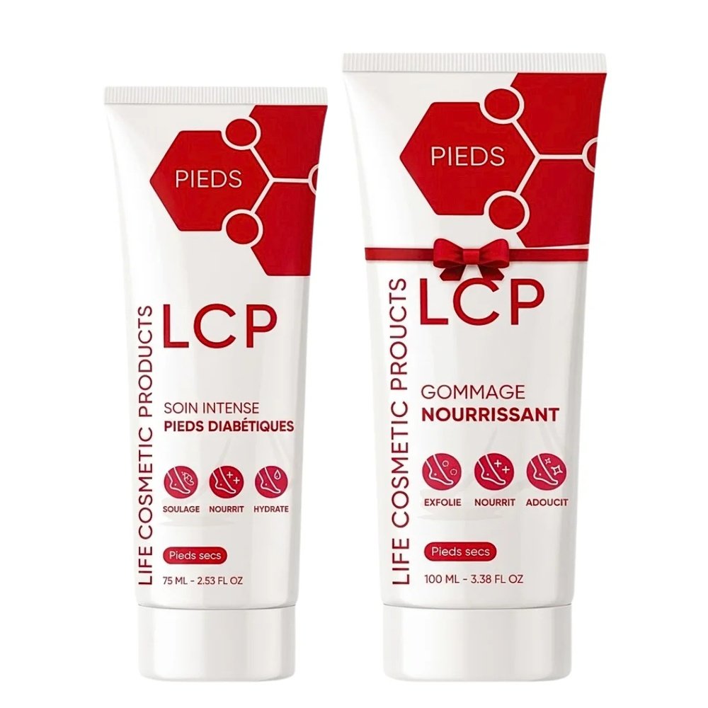 🎁 pack 🎁 – lcp – diabetiques soin intense pieds 75ml+gommage 100ml pack
