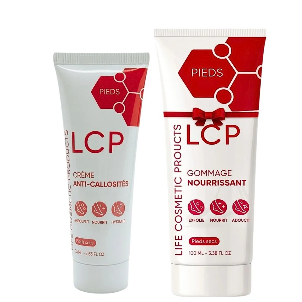🎁 pack 🎁 – lcp – pieds secs abimes creme anti callosites 75ml+gommage 100ml pack