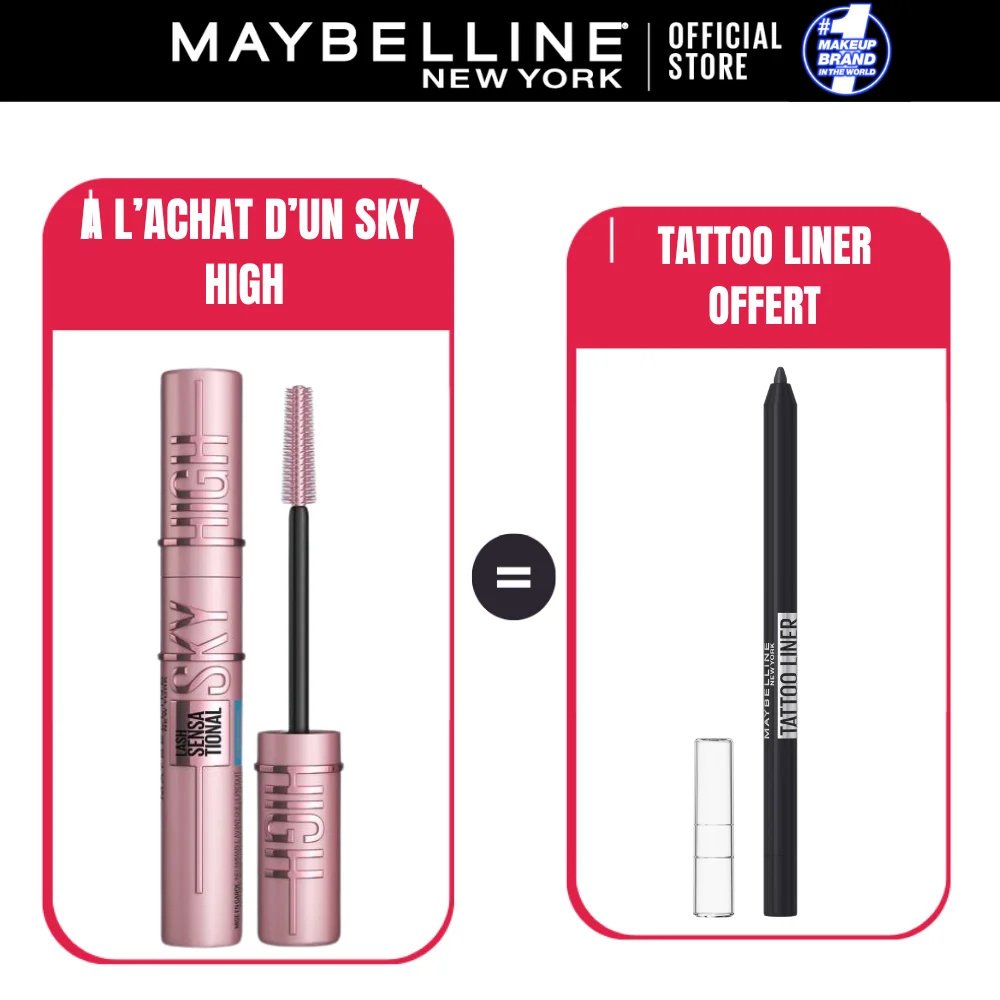 🎁 pack 🎁 – maybelline – pack sky high mascara + tatto liner 900 deep onyx pack