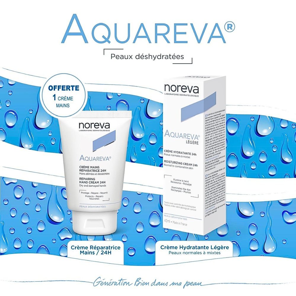 🎁 pack 🎁 – noreva – aquareva creme legere 40ml+mains reparatrice 50ml duo pack